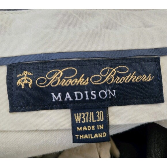 Brooks Brothers Pants 37x30 Madison 100% Wool Grey Flat Front Dress Business - Picture 8 of 9